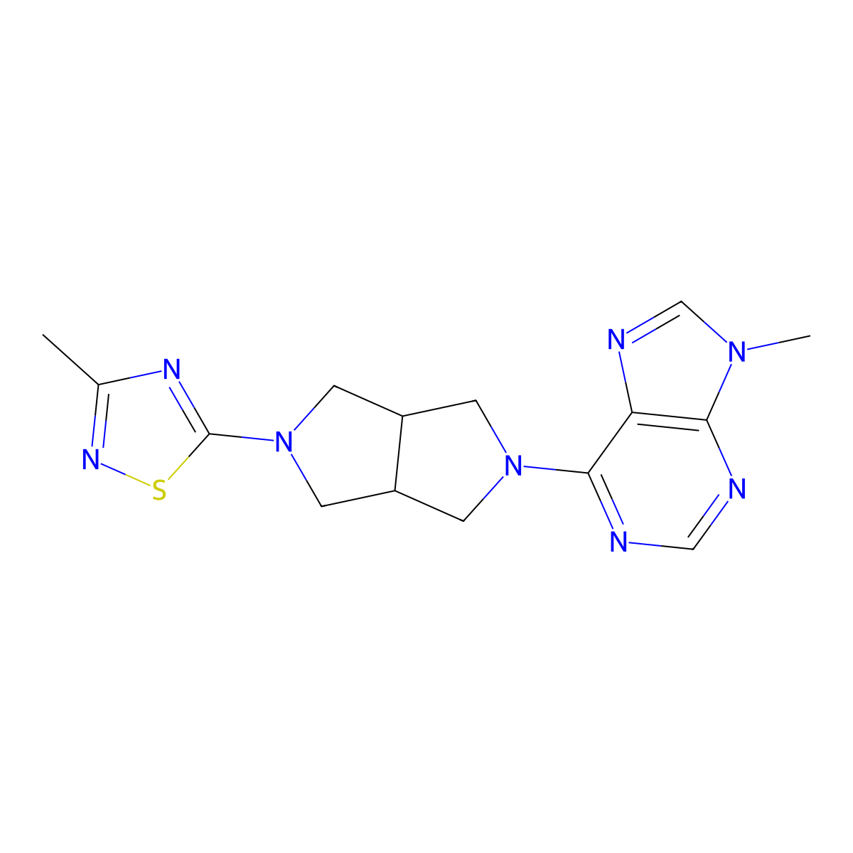 9-methyl-6-[5-(3-methyl-1,2,4-thiadiazol-5-yl)-octahydropyrrolo[3,4-c]pyrrol-2-yl]-9H-purine molecular structure, CAS 2640893-30-5