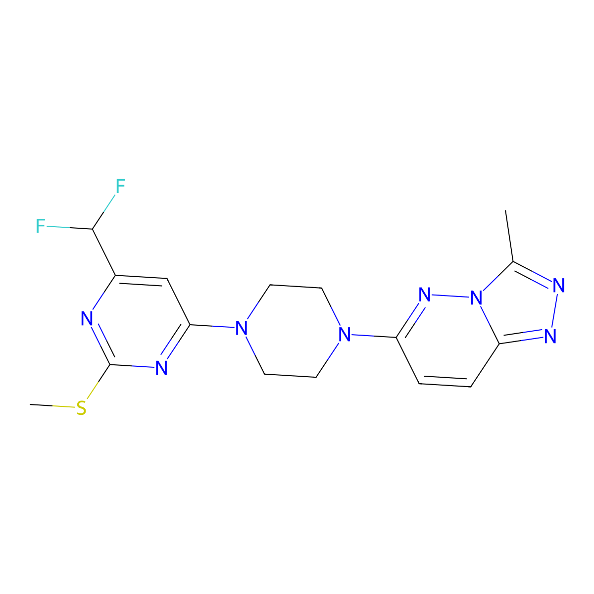 4-(Difluoromethyl)-6-(4-{3-methyl-[1,2,4]triazolo[4,3-b]pyridazin-6-yl}piperazin-1-yl)-2-(methylsulfanyl)pyrimidine molecular structure, CAS 2640893-33-8