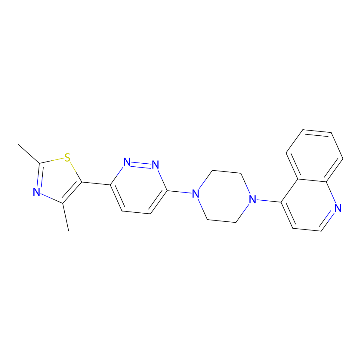4-{4-[6-(2,4-Dimethyl-1,3-thiazol-5-yl)pyridazin-3-yl]piperazin-1-yl}quinoline molecular structure, CAS 2640893-35-0