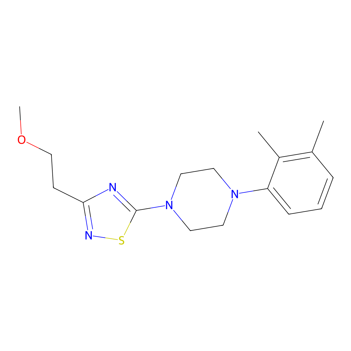 1-(2,3-Dimethylphenyl)-4-[3-(2-methoxyethyl)-1,2,4-thiadiazol-5-yl]piperazine molecular structure, CAS 2640893-38-3