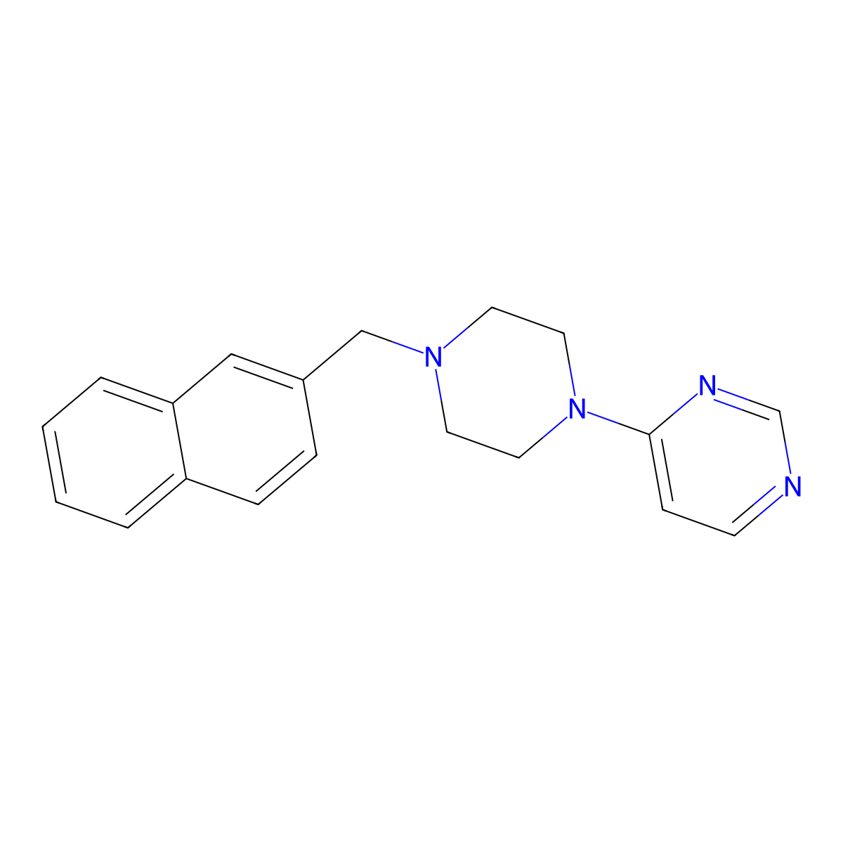 4-{4-[(Naphthalen-2-yl)methyl]piperazin-1-yl}pyrimidine molecular structure, CAS 2640893-40-7