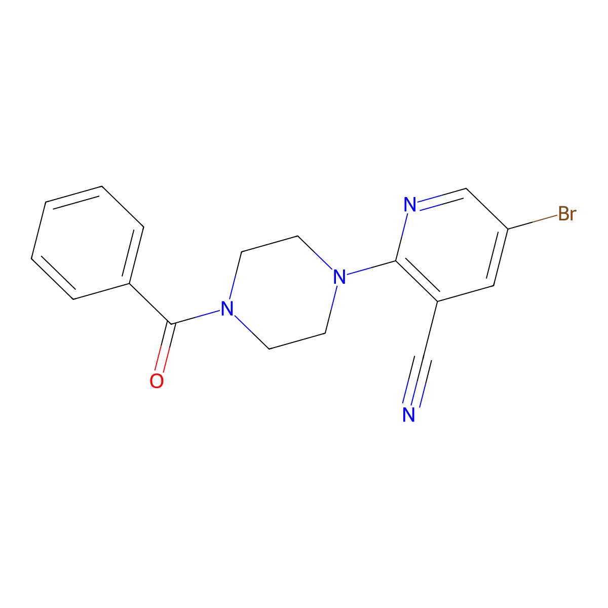 2-(4-Benzoylpiperazin-1-yl)-5-bromopyridine-3-carbonitrile molecular structure, CAS 2640893-56-5