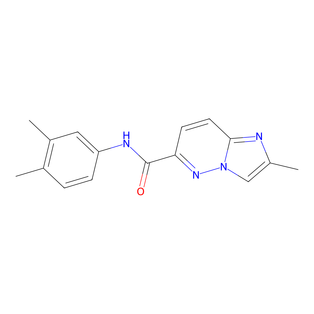 N-(3,4-dimethylphenyl)-2-methylimidazo[1,2-b]pyridazine-6-carboxamide molecular structure, CAS 2640893-60-1