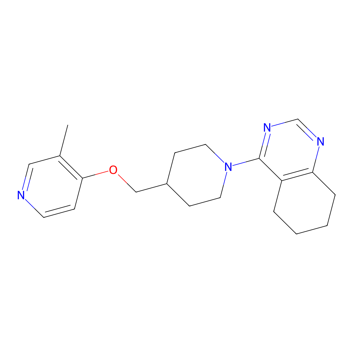 4-(4-{[(3-Methylpyridin-4-yl)oxy]methyl}piperidin-1-yl)-5,6,7,8-tetrahydroquinazoline molecular structure, CAS 2640893-62-3
