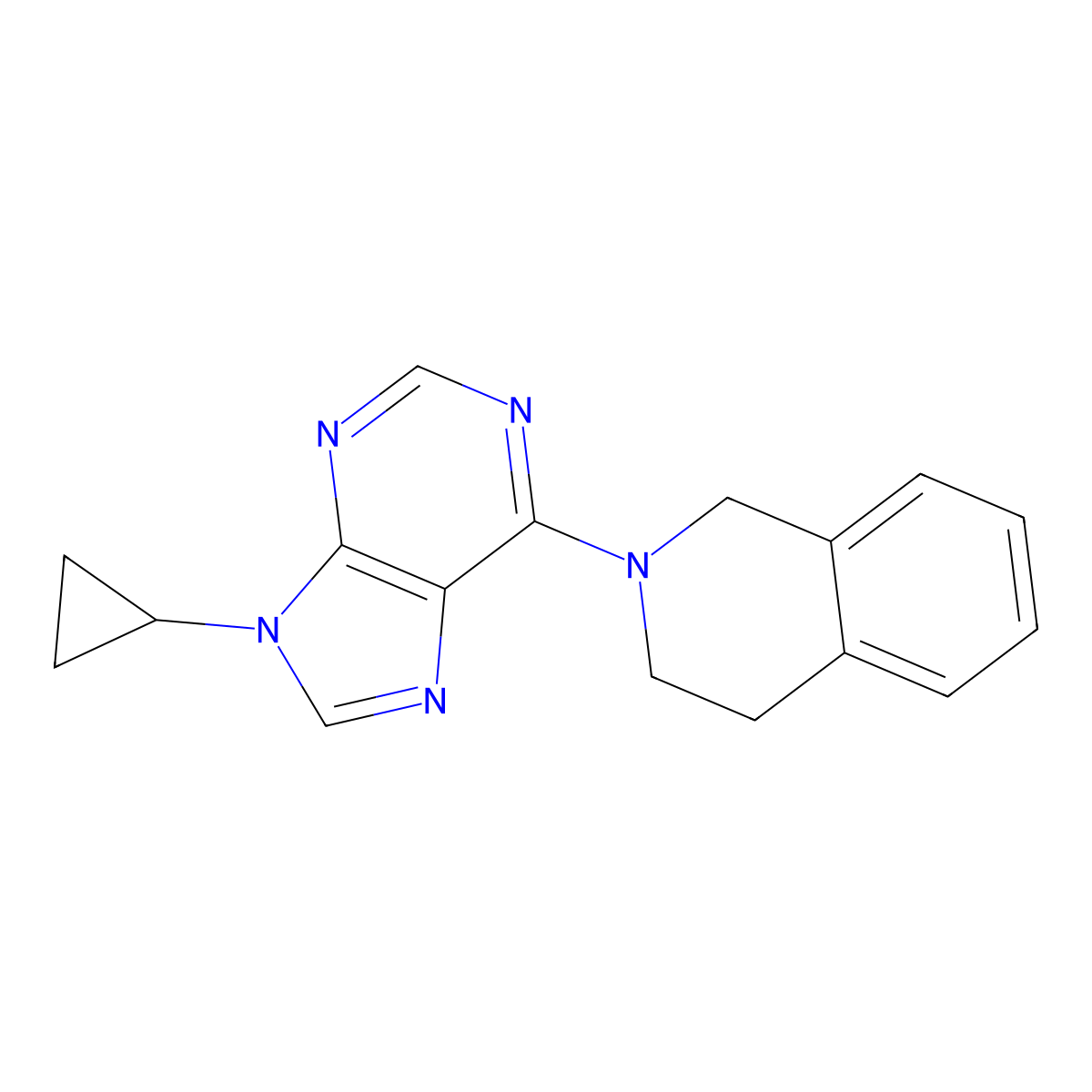 2-(9-cyclopropyl-9H-purin-6-yl)-1,2,3,4-tetrahydroisoquinoline molecular structure, CAS 2640895-14-1