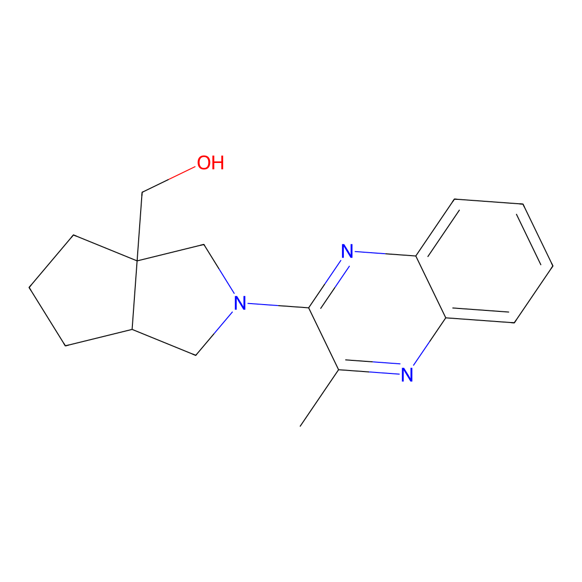 [2-(3-Methylquinoxalin-2-yl)-octahydrocyclopenta[c]pyrrol-3a-yl]methanol molecular structure, CAS 2640895-15-2