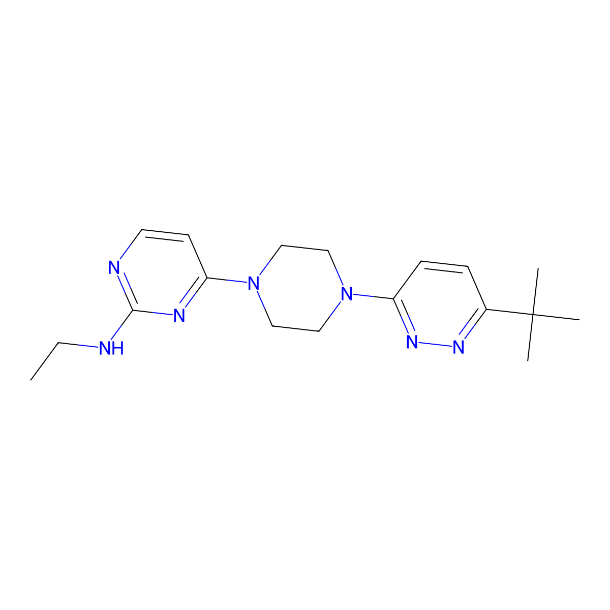 4-[4-(6-tert-butylpyridazin-3-yl)piperazin-1-yl]-N-ethylpyrimidin-2-amine molecular structure, CAS 2640895-16-3