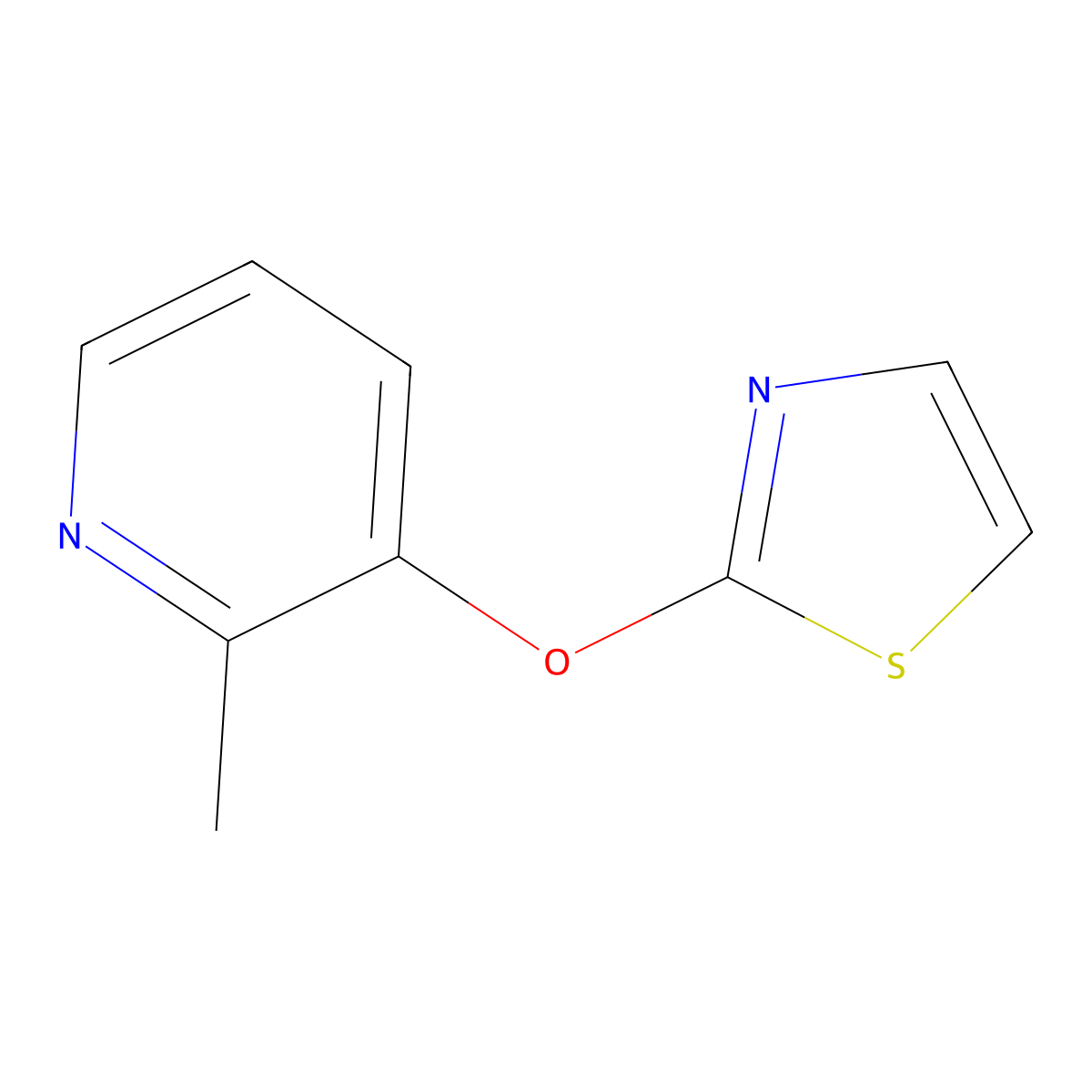 2-Methyl-3-(1,3-thiazol-2-yloxy)pyridine molecular structure, CAS 2640895-24-3