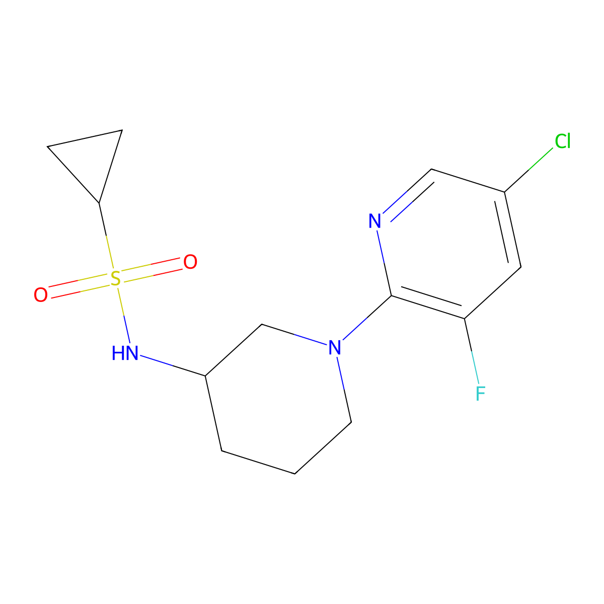 N-[1-(5-chloro-3-fluoropyridin-2-yl)piperidin-3-yl]cyclopropanesulfonamide molecular structure, CAS 2640895-35-6