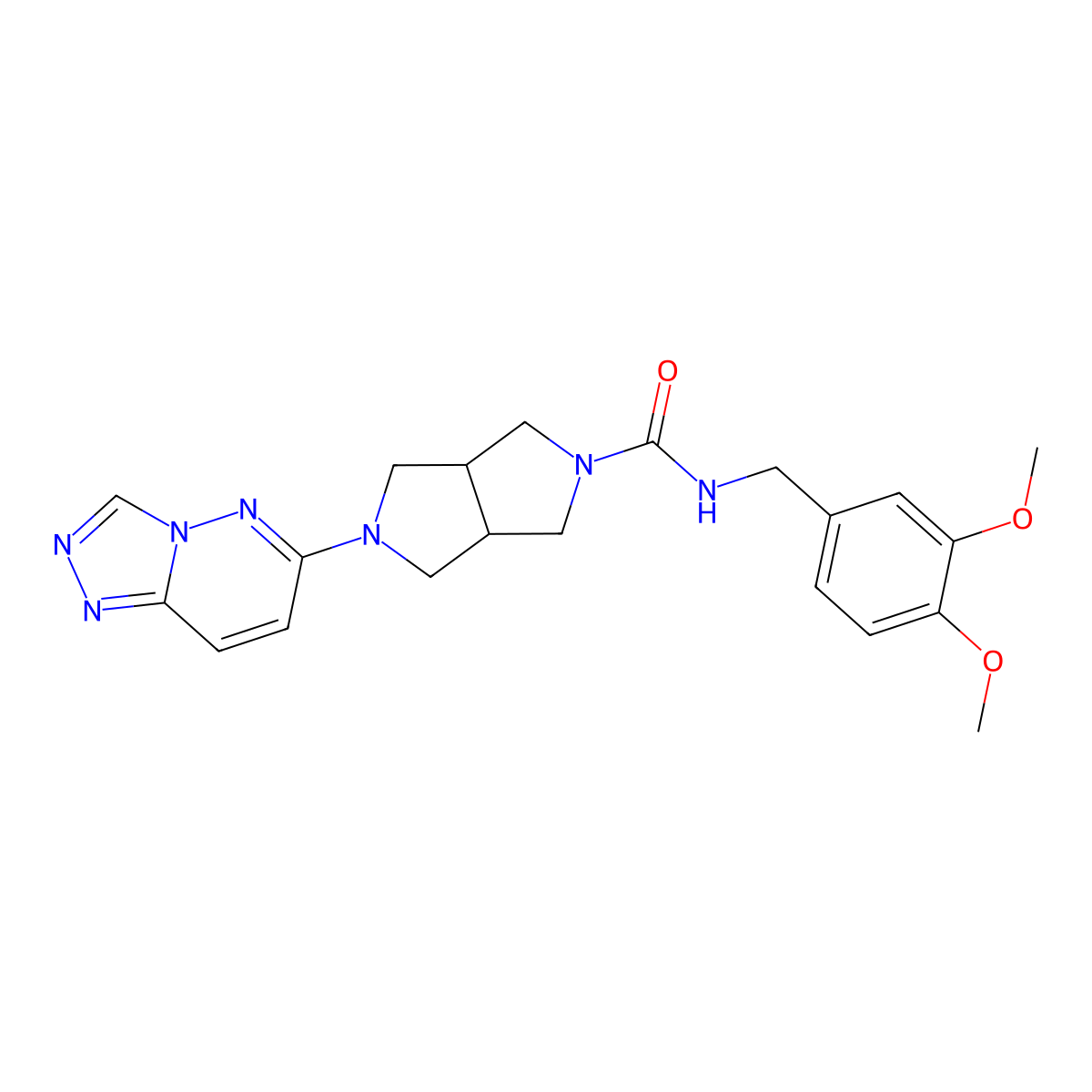 N-[(3,4-dimethoxyphenyl)methyl]-5-{[1,2,4]triazolo[4,3-b]pyridazin-6-yl}-octahydropyrrolo[3,4-c]pyrrole-2-carboxamide molecular structure, CAS 2640895-40-3