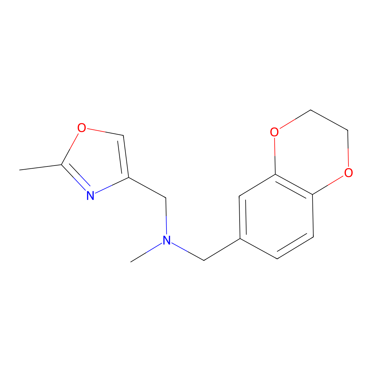 [(2,3-Dihydro-1,4-benzodioxin-6-yl)methyl](methyl)[(2-methyl-1,3-oxazol-4-yl)methyl]amine molecular structure, CAS 2640895-48-1