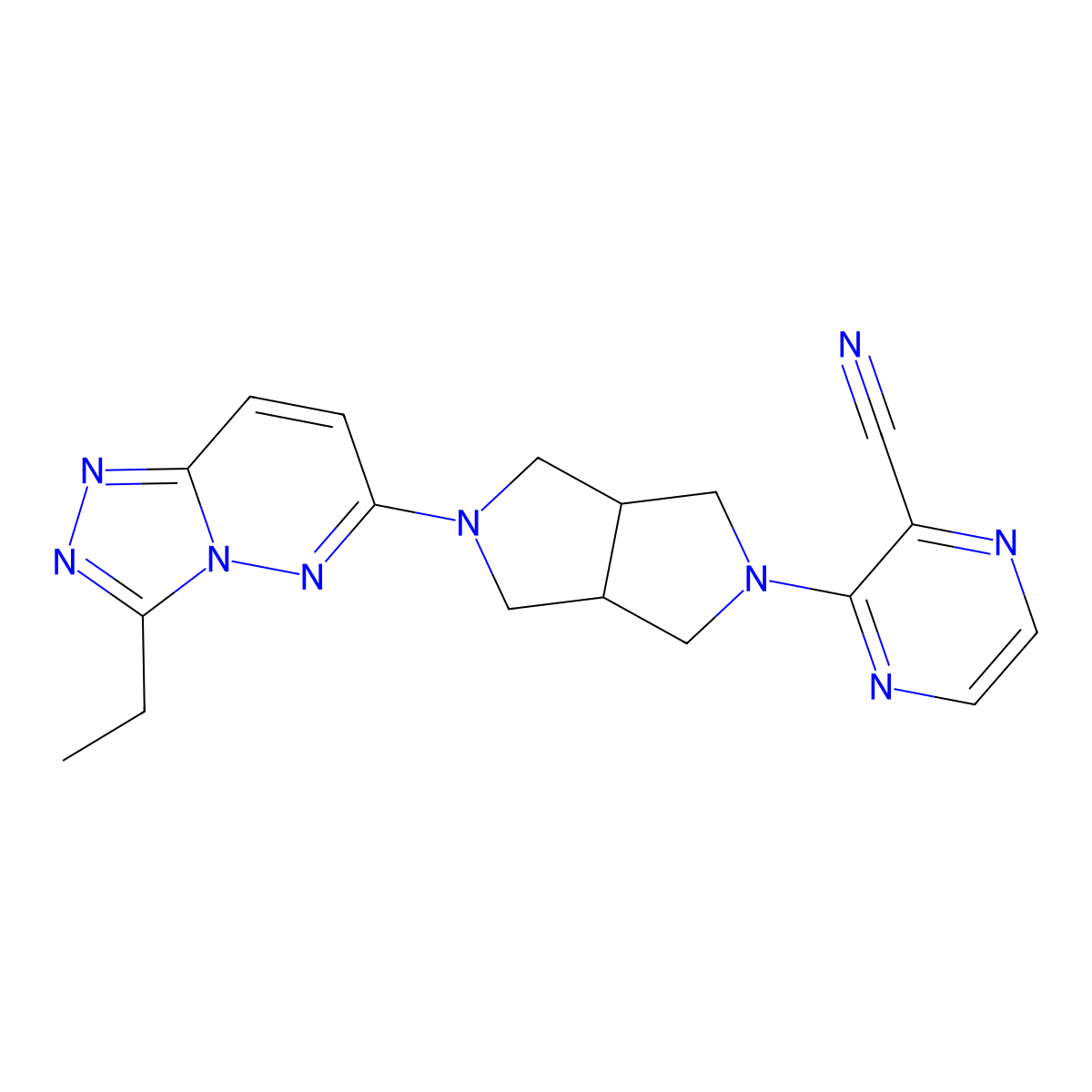 3-(5-{3-Ethyl-[1,2,4]triazolo[4,3-b]pyridazin-6-yl}-octahydropyrrolo[3,4-c]pyrrol-2-yl)pyrazine-2-carbonitrile molecular structure, CAS 2640895-52-7