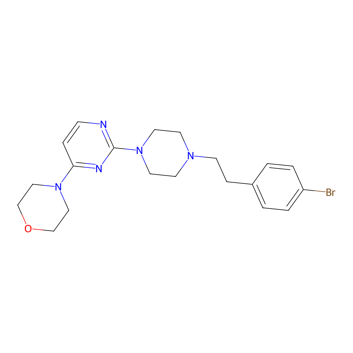 4-(2-{4-[2-(4-Bromophenyl)ethyl]piperazin-1-yl}pyrimidin-4-yl)morpholine molecular structure, CAS 2640895-57-2