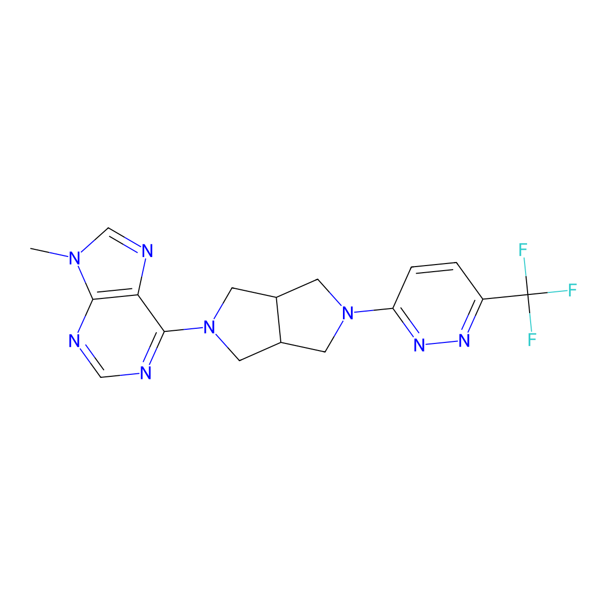 9-methyl-6-{5-[6-(trifluoromethyl)pyridazin-3-yl]-octahydropyrrolo[3,4-c]pyrrol-2-yl}-9H-purine molecular structure, CAS 2640895-58-3