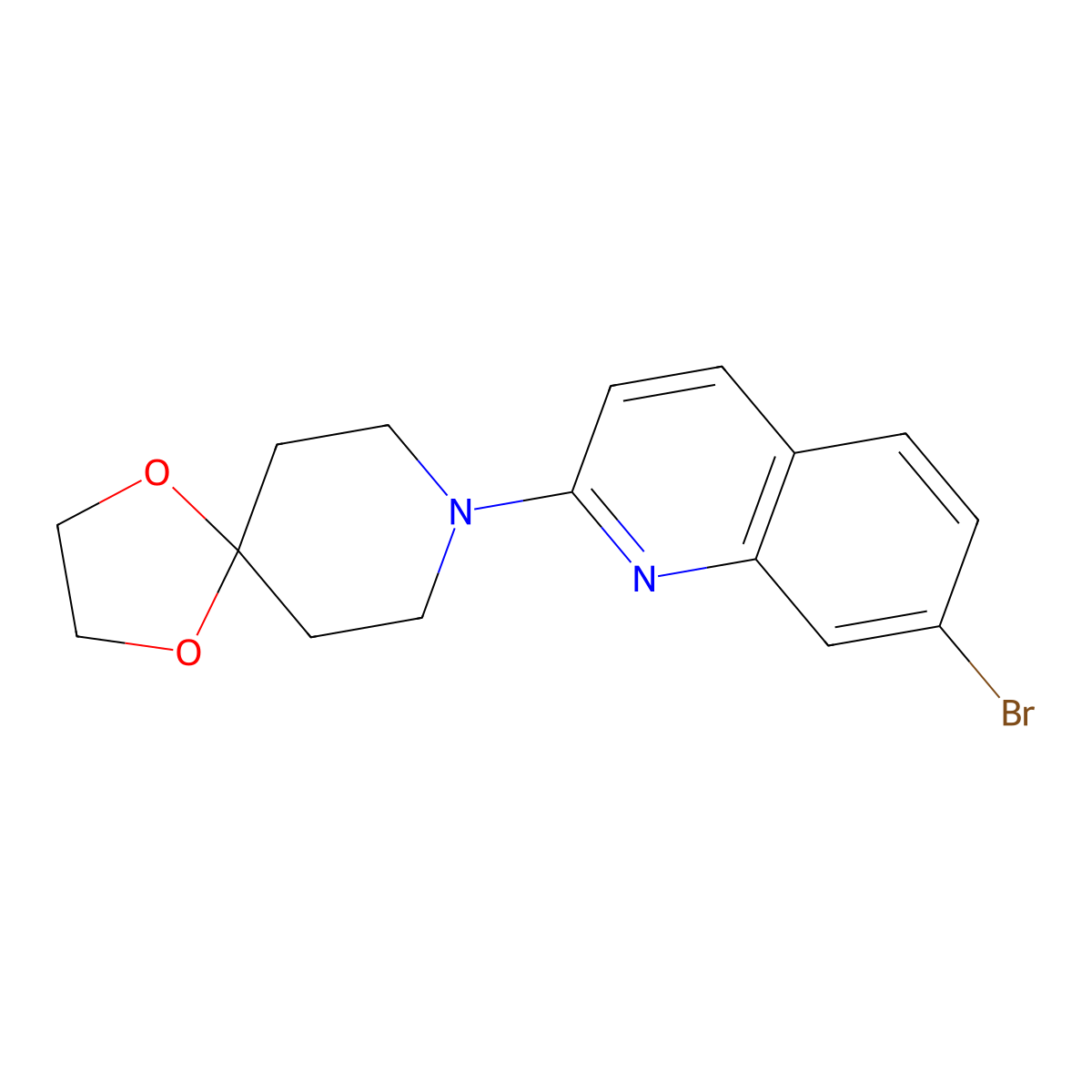 8-(7-Bromoquinolin-2-yl)-1,4-dioxa-8-azaspiro[4.5]decane molecular structure, CAS 2640895-60-7