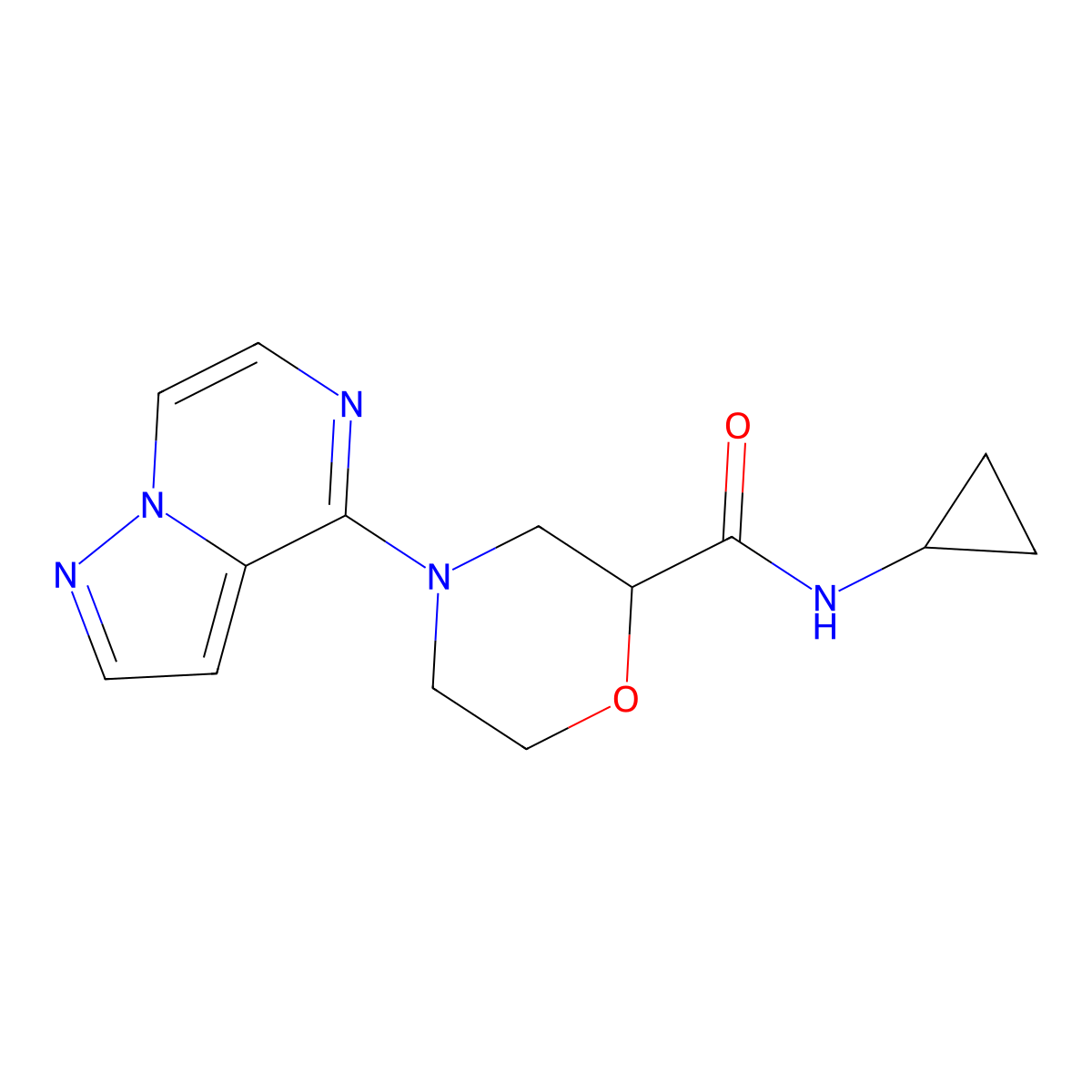 N-cyclopropyl-4-{pyrazolo[1,5-a]pyrazin-4-yl}morpholine-2-carboxamide molecular structure, CAS 2640895-61-8