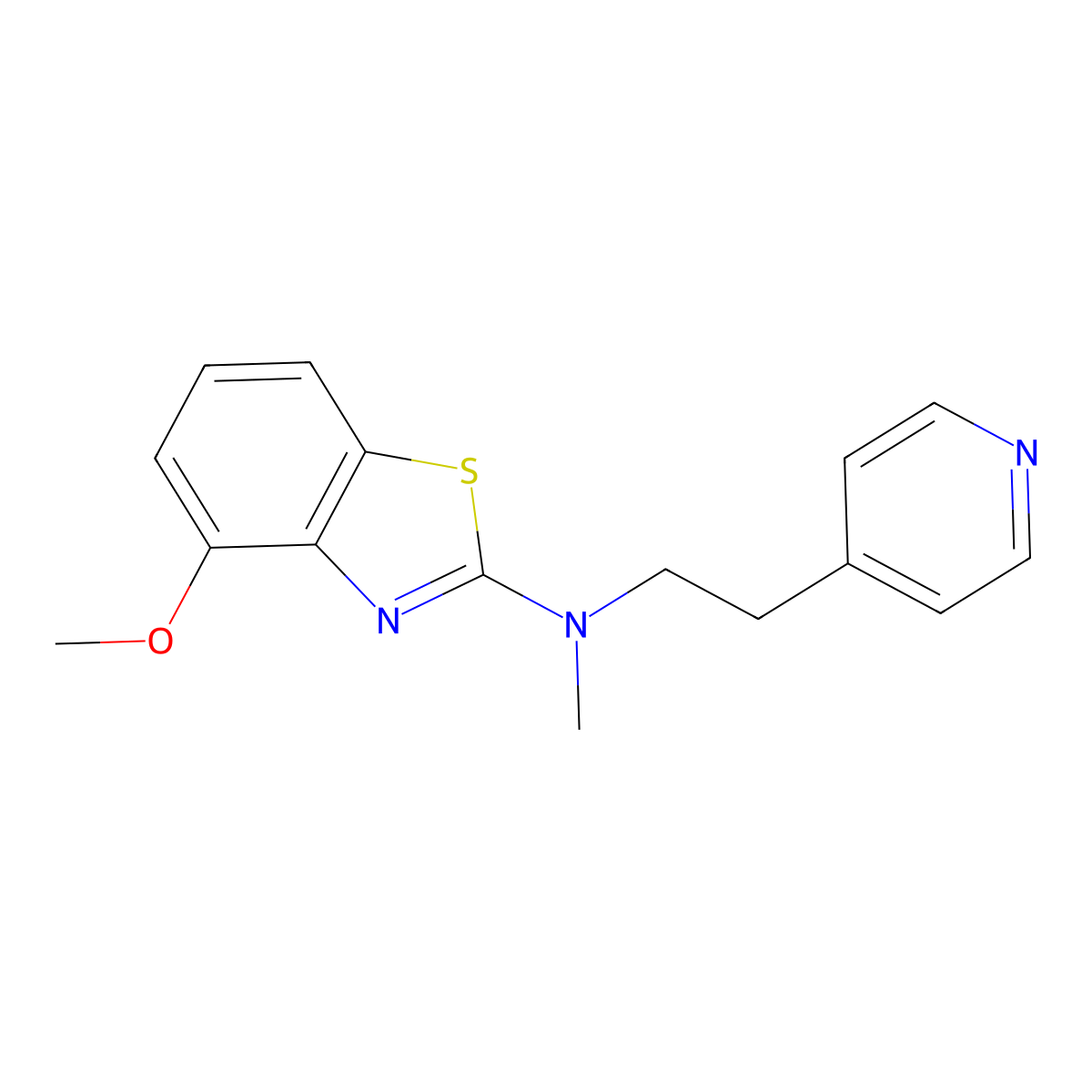 4-methoxy-N-methyl-N-[2-(pyridin-4-yl)ethyl]-1,3-benzothiazol-2-amine molecular structure, CAS 2640895-64-1