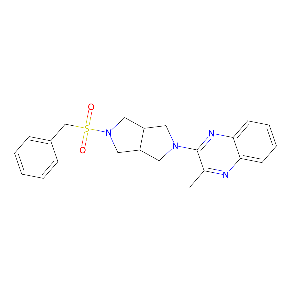 2-Methyl-3-{5-phenylmethanesulfonyl-octahydropyrrolo[3,4-c]pyrrol-2-yl}quinoxaline molecular structure, CAS 2640895-66-3