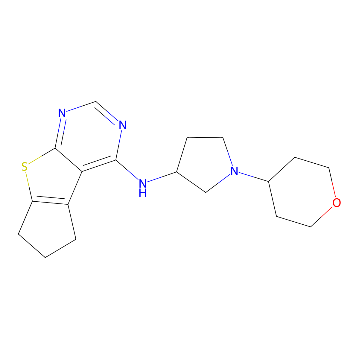N-[1-(oxan-4-yl)pyrrolidin-3-yl]-7-thia-9,11-diazatricyclo[6.4.0.0^{2,6}]dodeca-1(12),2(6),8,10-tetraen-12-amine molecular structure, CAS 2640895-67-4