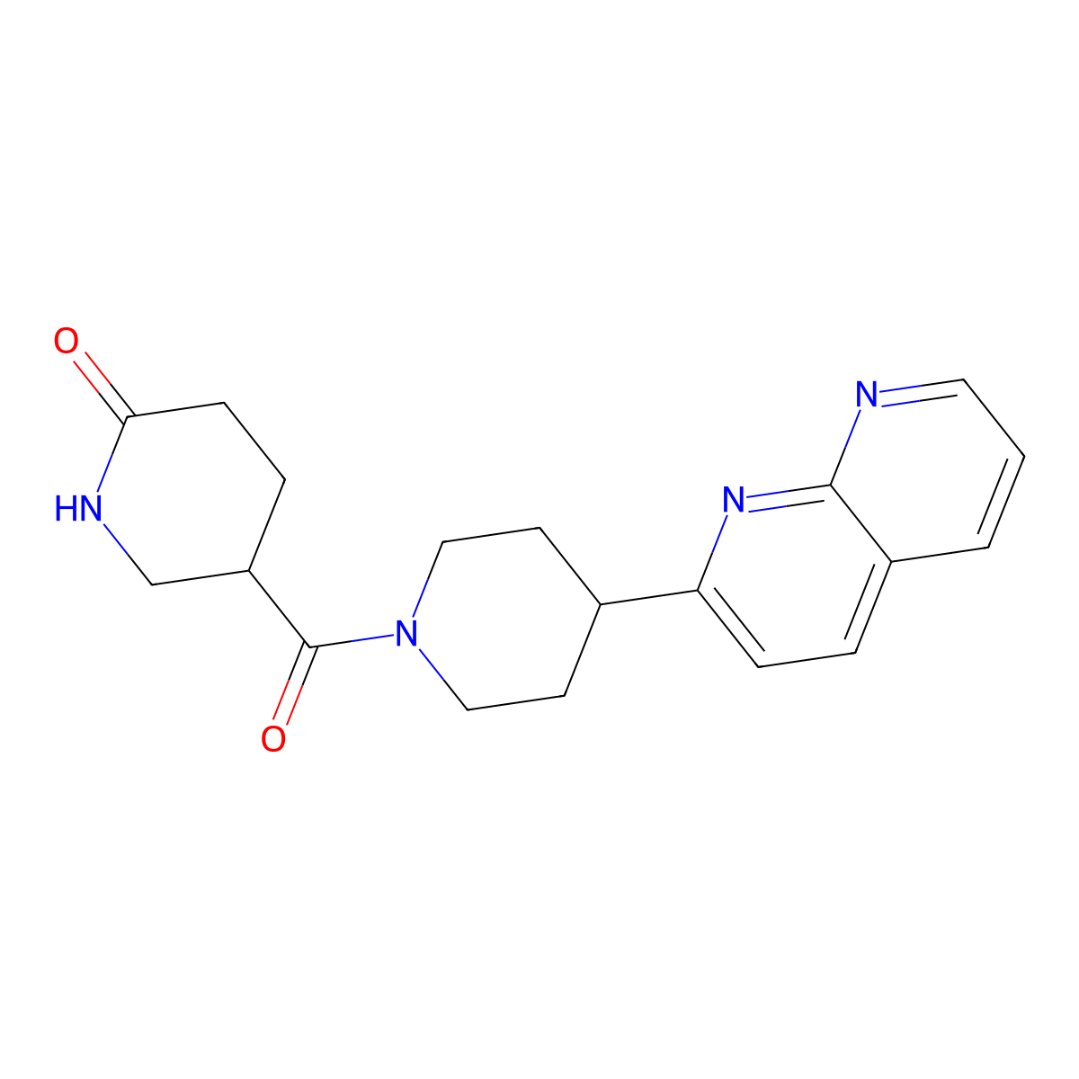 5-[4-(1,8-Naphthyridin-2-yl)piperidine-1-carbonyl]piperidin-2-one molecular structure, CAS 2640895-76-5