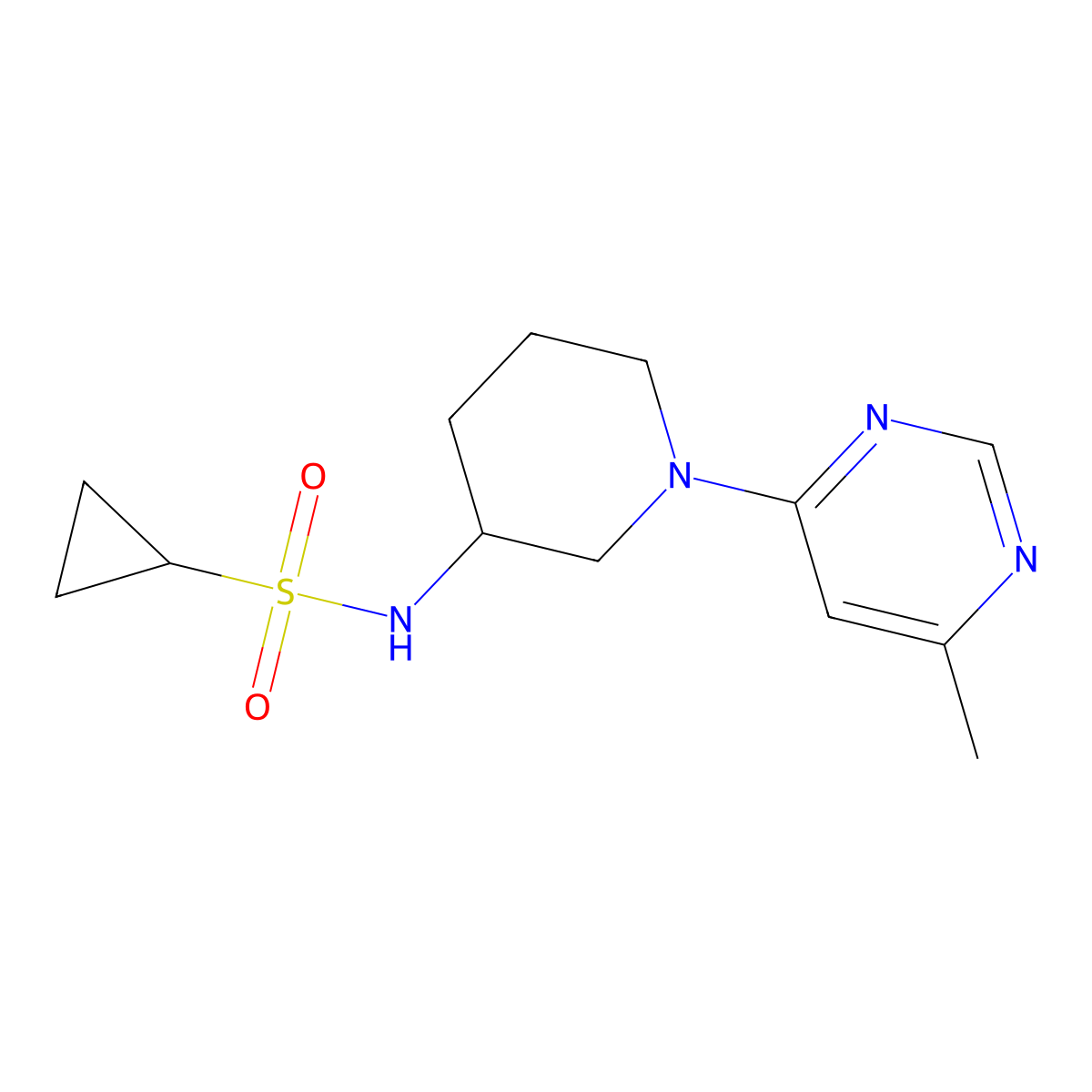 N-[1-(6-methylpyrimidin-4-yl)piperidin-3-yl]cyclopropanesulfonamide molecular structure, CAS 2640895-79-8
