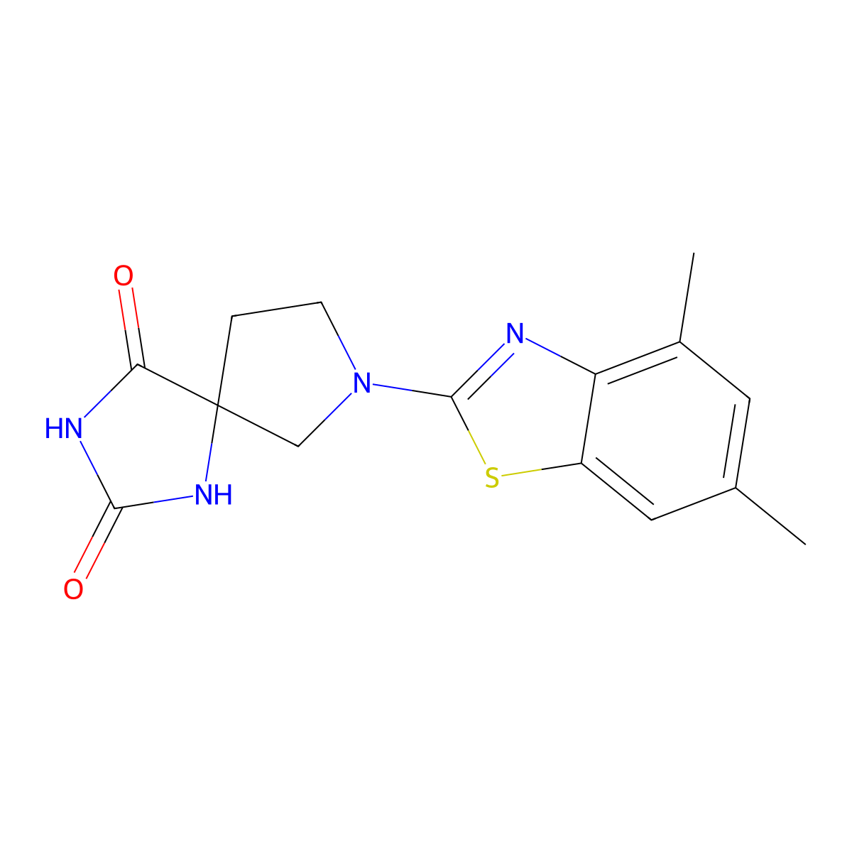 7-(4,6-Dimethyl-1,3-benzothiazol-2-yl)-1,3,7-triazaspiro[4.4]nonane-2,4-dione molecular structure, CAS 2640895-81-2