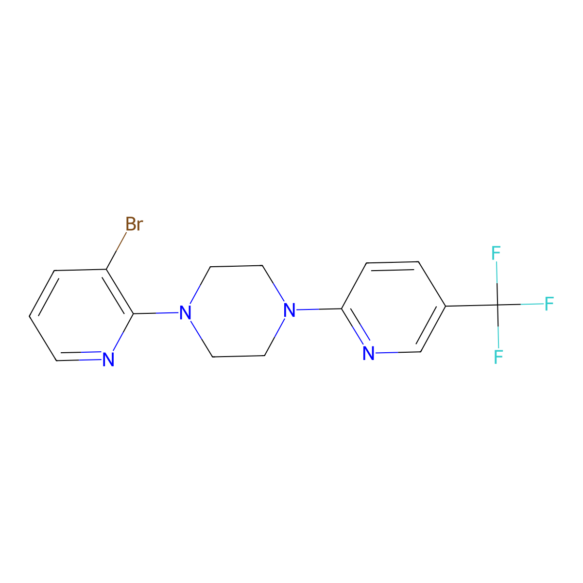 1-(3-Bromopyridin-2-yl)-4-[5-(trifluoromethyl)pyridin-2-yl]piperazine molecular structure, CAS 2640895-83-4