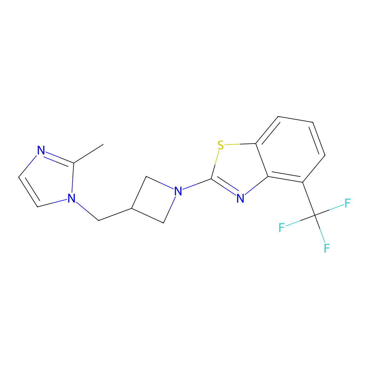 2-{3-[(2-methyl-1H-imidazol-1-yl)methyl]azetidin-1-yl}-4-(trifluoromethyl)-1,3-benzothiazole molecular structure, CAS 2640895-85-6