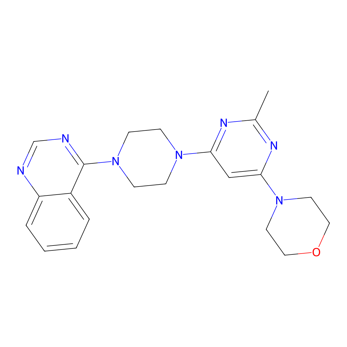 4-{4-[2-Methyl-6-(morpholin-4-yl)pyrimidin-4-yl]piperazin-1-yl}quinazoline molecular structure, CAS 2640895-91-4