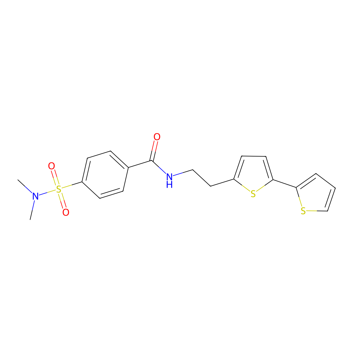 N-(2-{[2,2'-bithiophene]-5-yl}ethyl)-4-(dimethylsulfamoyl)benzamide molecular structure, CAS 2640896-05-3