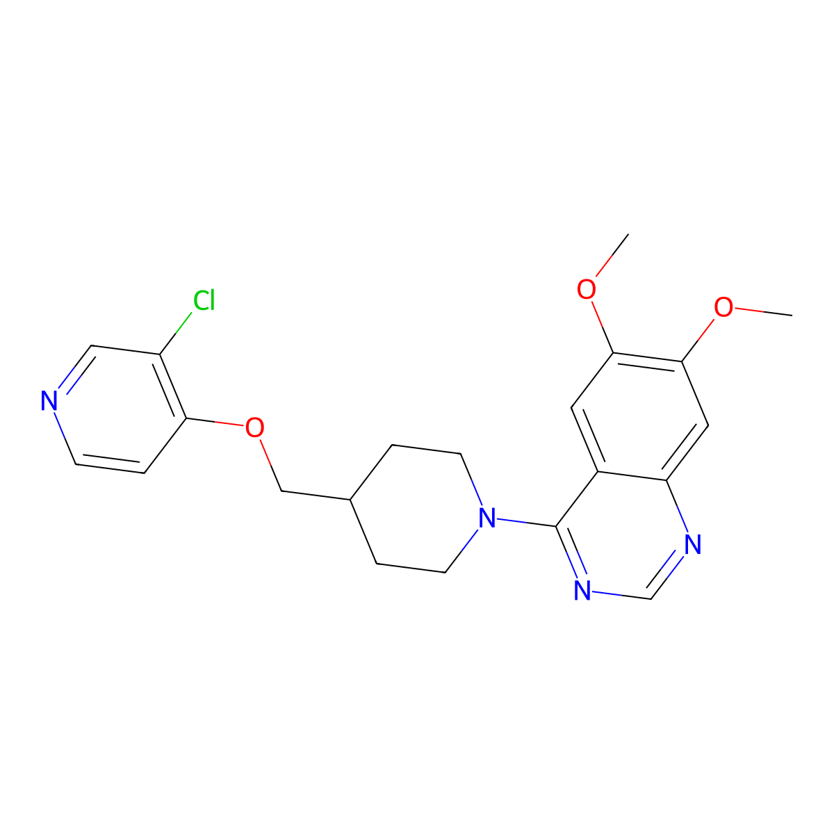 4-(4-{[(3-Chloropyridin-4-yl)oxy]methyl}piperidin-1-yl)-6,7-dimethoxyquinazoline molecular structure, CAS 2640896-06-4