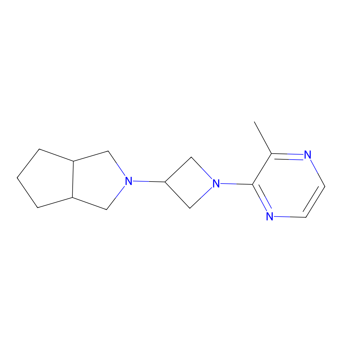 2-Methyl-3-(3-{octahydrocyclopenta[c]pyrrol-2-yl}azetidin-1-yl)pyrazine molecular structure, CAS 2640896-07-5