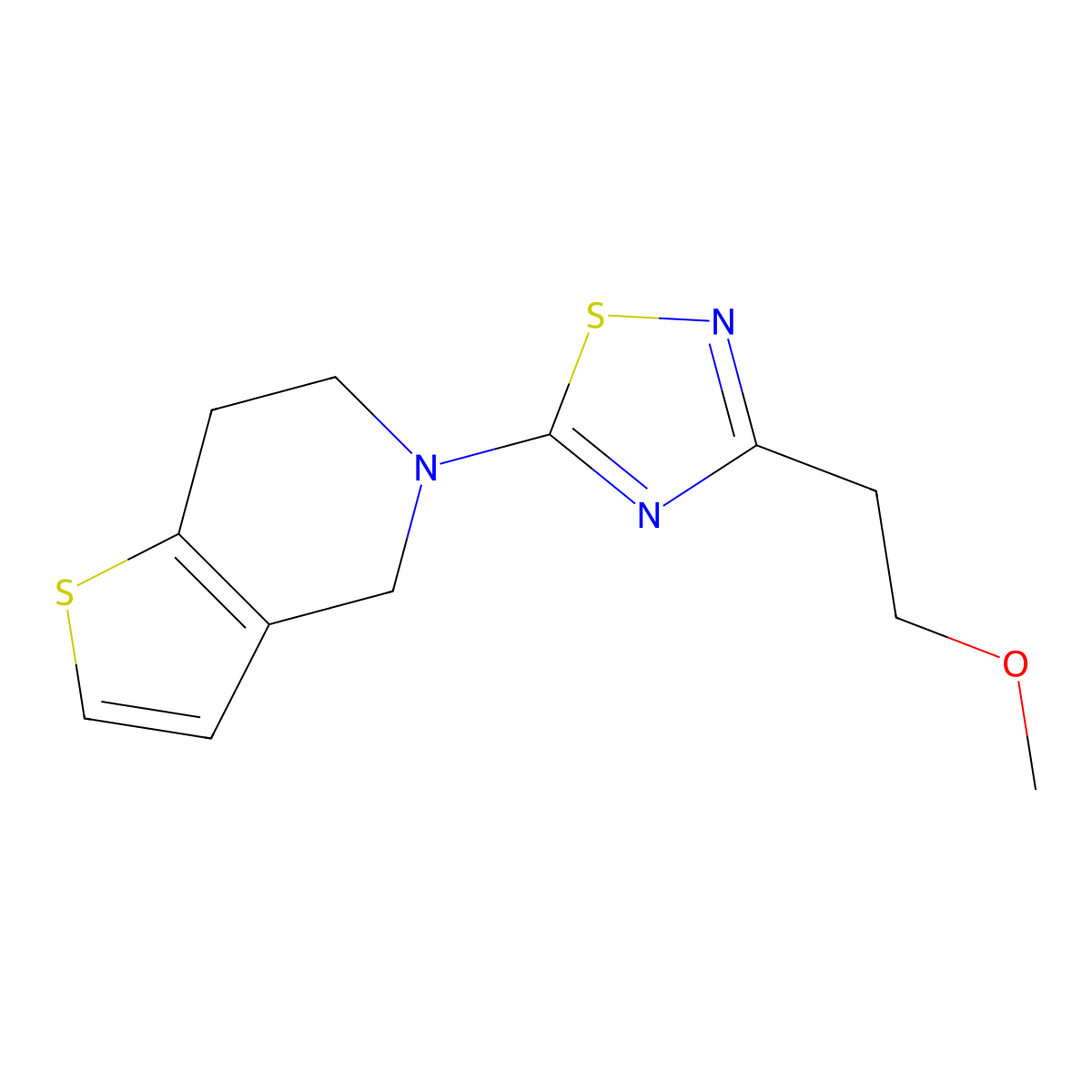 3-(2-methoxyethyl)-5-{4H,5H,6H,7H-thieno[3,2-c]pyridin-5-yl}-1,2,4-thiadiazole molecular structure, CAS 2640896-09-7