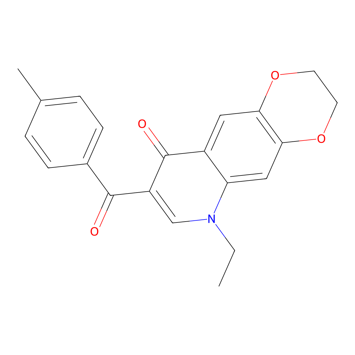 6-ethyl-8-(4-methylbenzoyl)-2H,3H,6H,9H-[1,4]dioxino[2,3-g]quinolin-9-one molecular structure, CAS 2640896-10-0