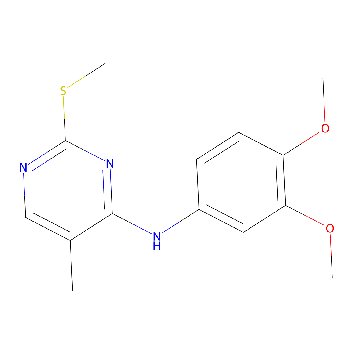 N-(3,4-dimethoxyphenyl)-5-methyl-2-(methylsulfanyl)pyrimidin-4-amine molecular structure, CAS 2640896-17-7