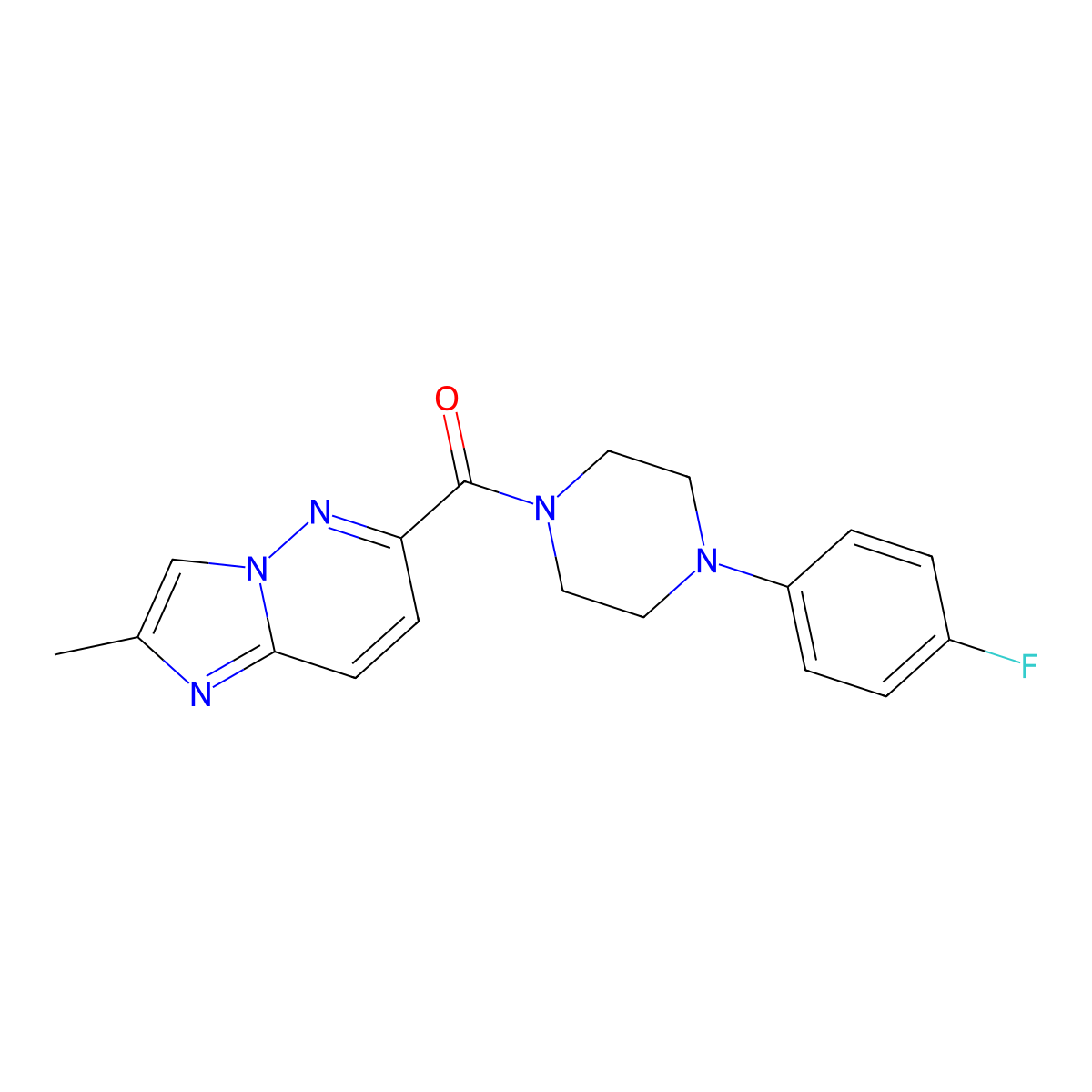 1-(4-Fluorophenyl)-4-{2-methylimidazo[1,2-b]pyridazine-6-carbonyl}piperazine molecular structure, CAS 2640896-23-5