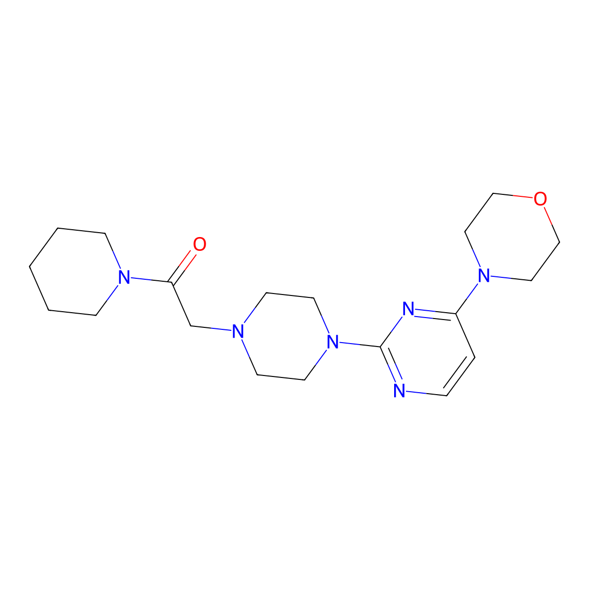 2-{4-[4-(Morpholin-4-yl)pyrimidin-2-yl]piperazin-1-yl}-1-(piperidin-1-yl)ethan-1-one molecular structure, CAS 2640896-26-8