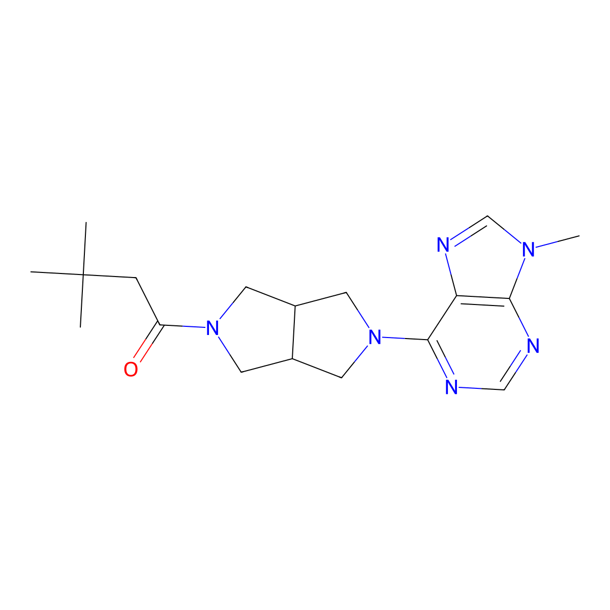 3,3-dimethyl-1-[5-(9-methyl-9H-purin-6-yl)-octahydropyrrolo[3,4-c]pyrrol-2-yl]butan-1-one molecular structure, CAS 2640896-27-9