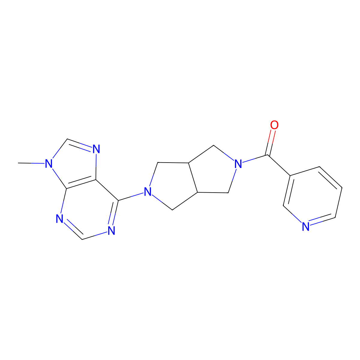 9-methyl-6-[5-(pyridine-3-carbonyl)-octahydropyrrolo[3,4-c]pyrrol-2-yl]-9H-purine molecular structure, CAS 2640896-30-4