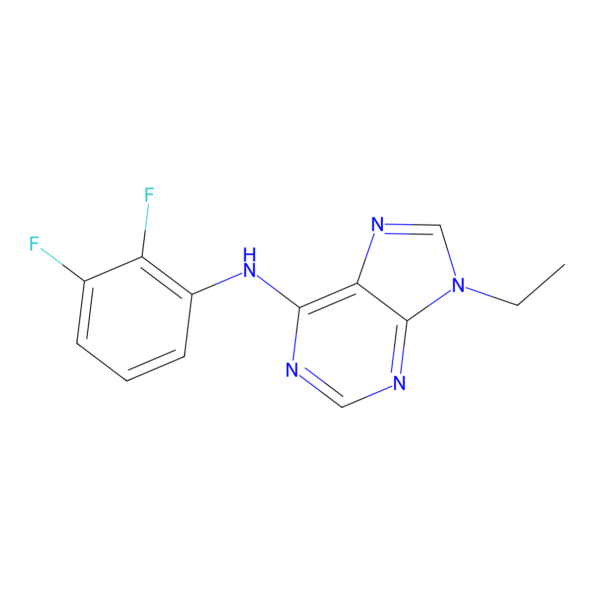 N-(2,3-difluorophenyl)-9-ethyl-9H-purin-6-amine molecular structure, CAS 2640896-35-9