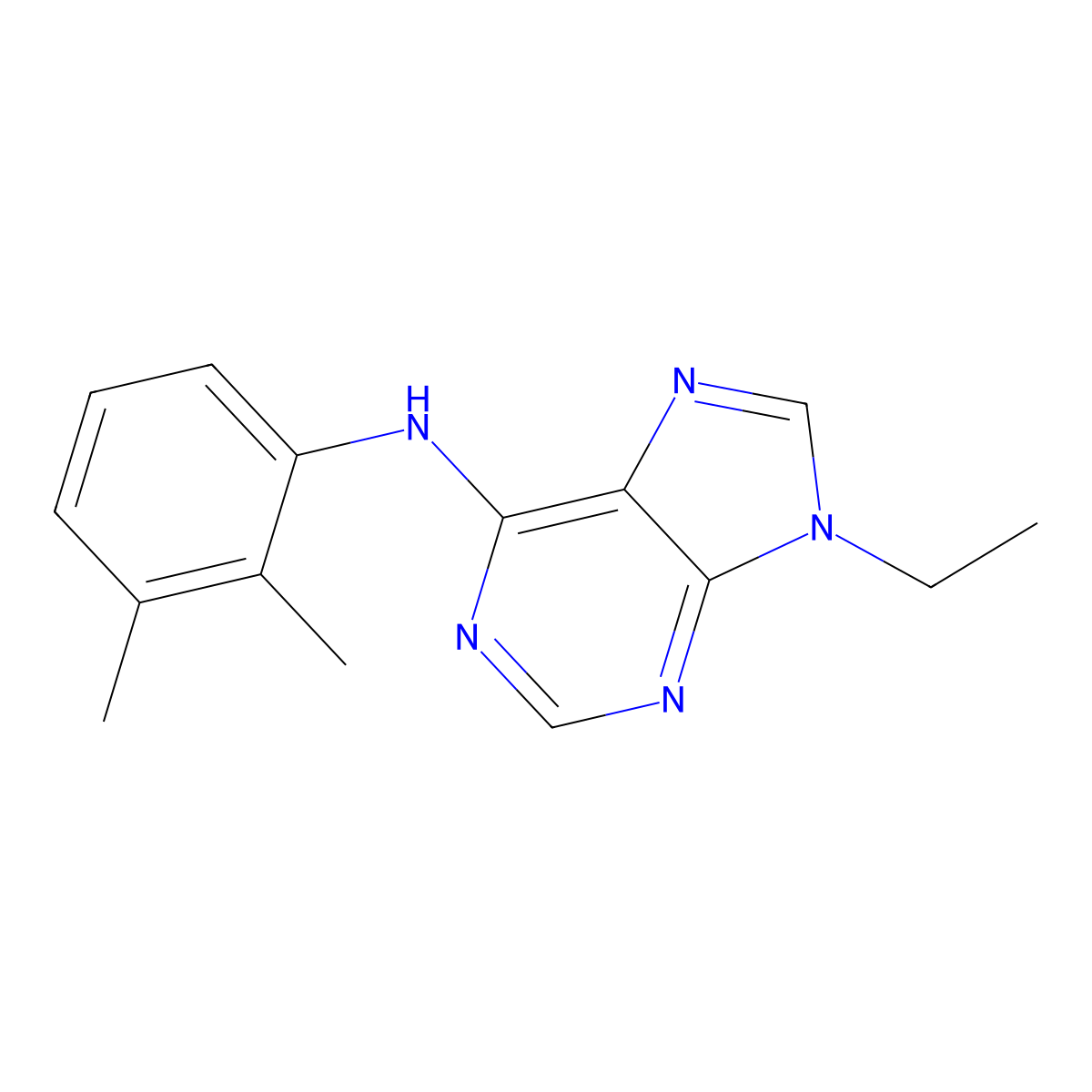 N-(2,3-dimethylphenyl)-9-ethyl-9H-purin-6-amine molecular structure, CAS 2640896-38-2