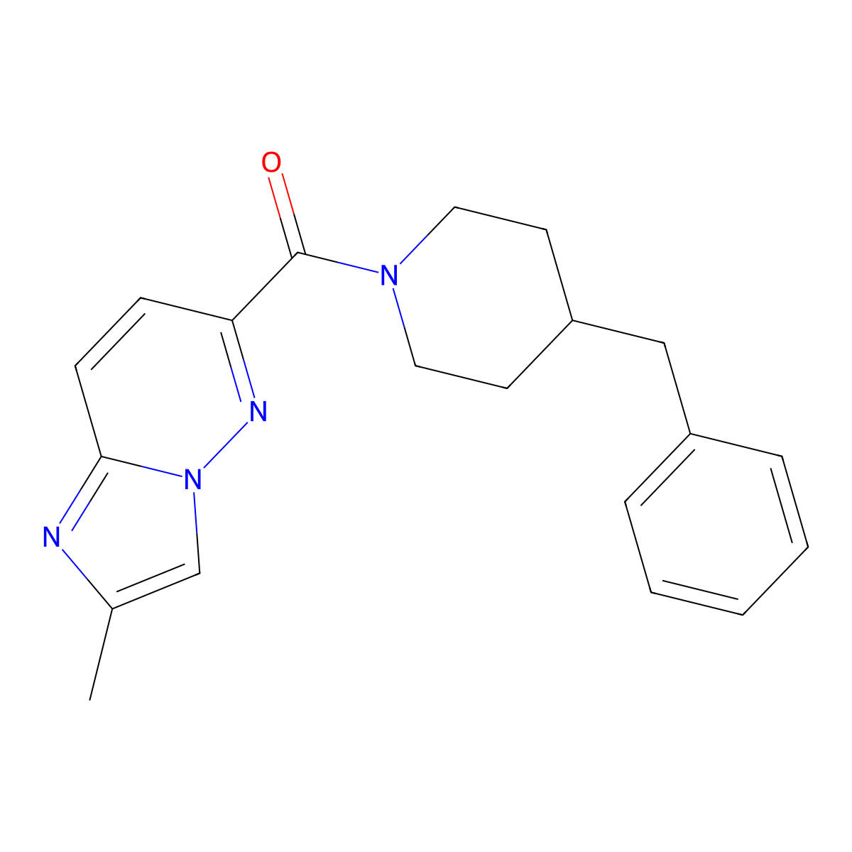 4-Benzyl-1-{2-methylimidazo[1,2-b]pyridazine-6-carbonyl}piperidine molecular structure, CAS 2640896-41-7
