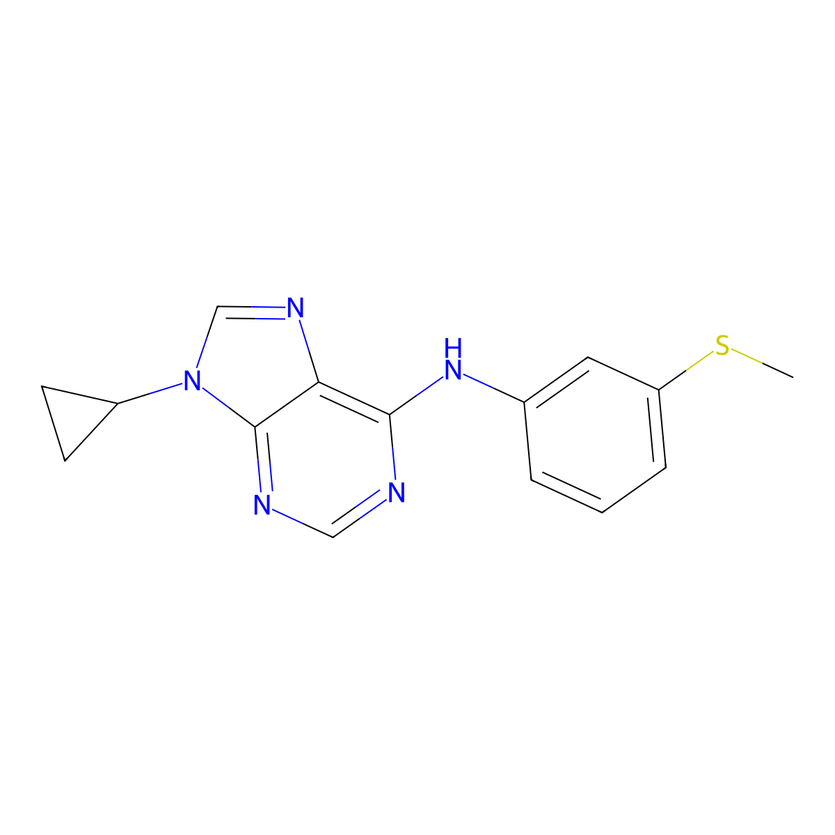 9-cyclopropyl-N-[3-(methylsulfanyl)phenyl]-9H-purin-6-amine molecular structure, CAS 2640896-48-4