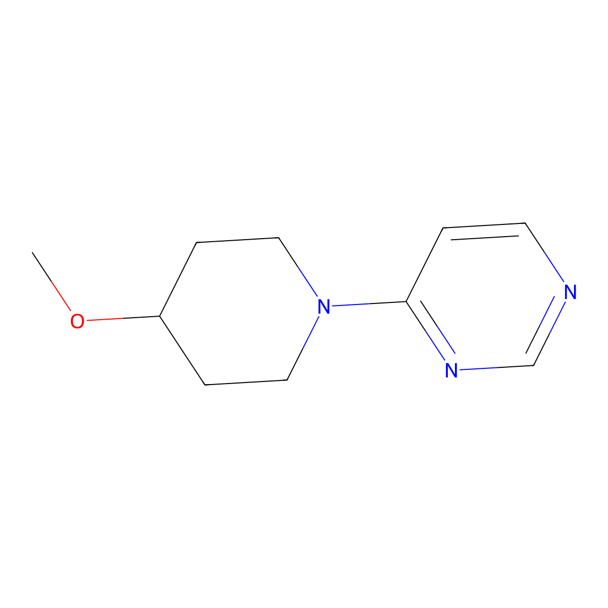 4-(4-Methoxypiperidin-1-yl)pyrimidine molecular structure, CAS 2640896-58-6