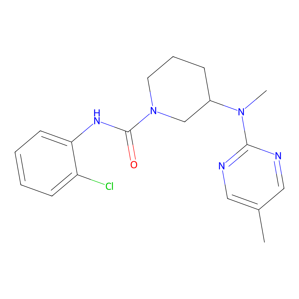 N-(2-chlorophenyl)-3-[methyl(5-methylpyrimidin-2-yl)amino]piperidine-1-carboxamide molecular structure, CAS 2640896-60-0