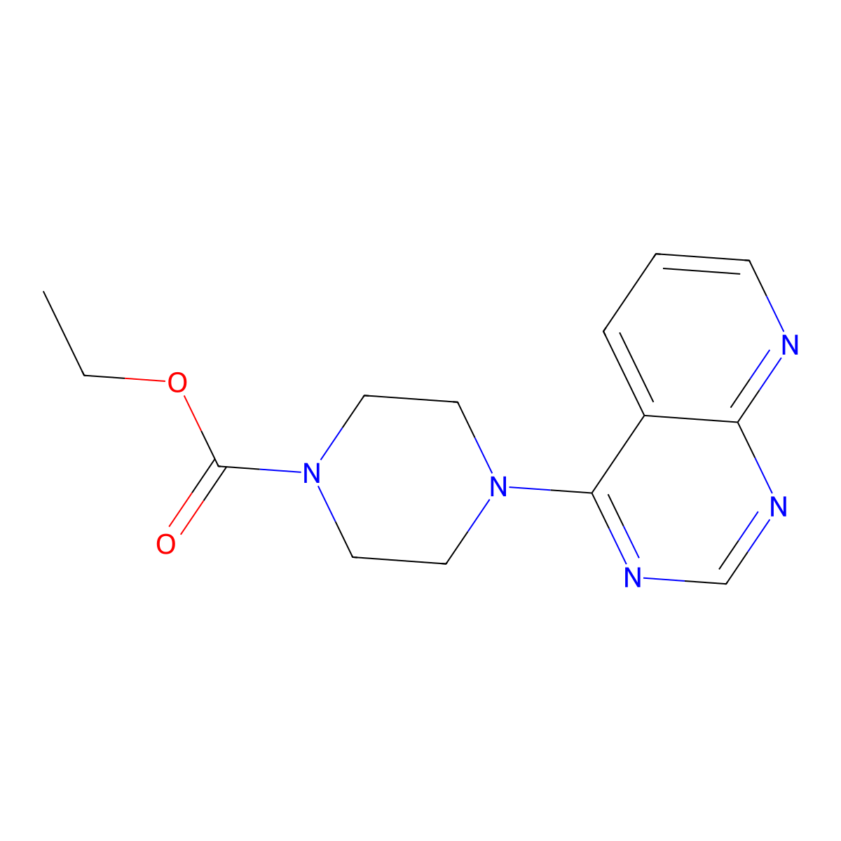 Ethyl 4-{pyrido[2,3-d]pyrimidin-4-yl}piperazine-1-carboxylate molecular structure, CAS 2640896-63-3