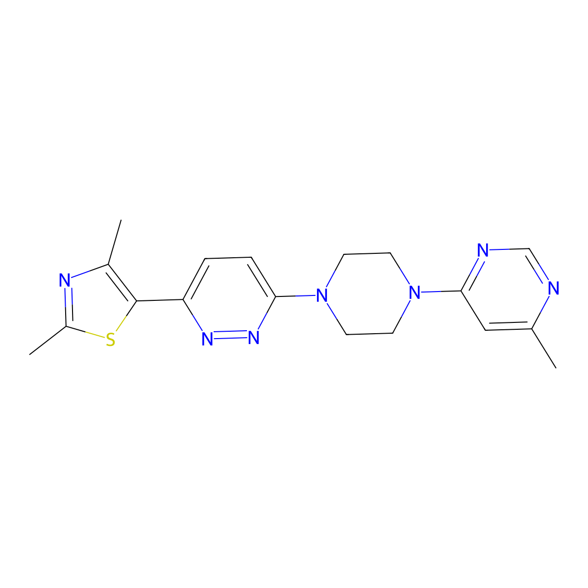 3-(2,4-Dimethyl-1,3-thiazol-5-yl)-6-[4-(6-methylpyrimidin-4-yl)piperazin-1-yl]pyridazine molecular structure, CAS 2640896-69-9