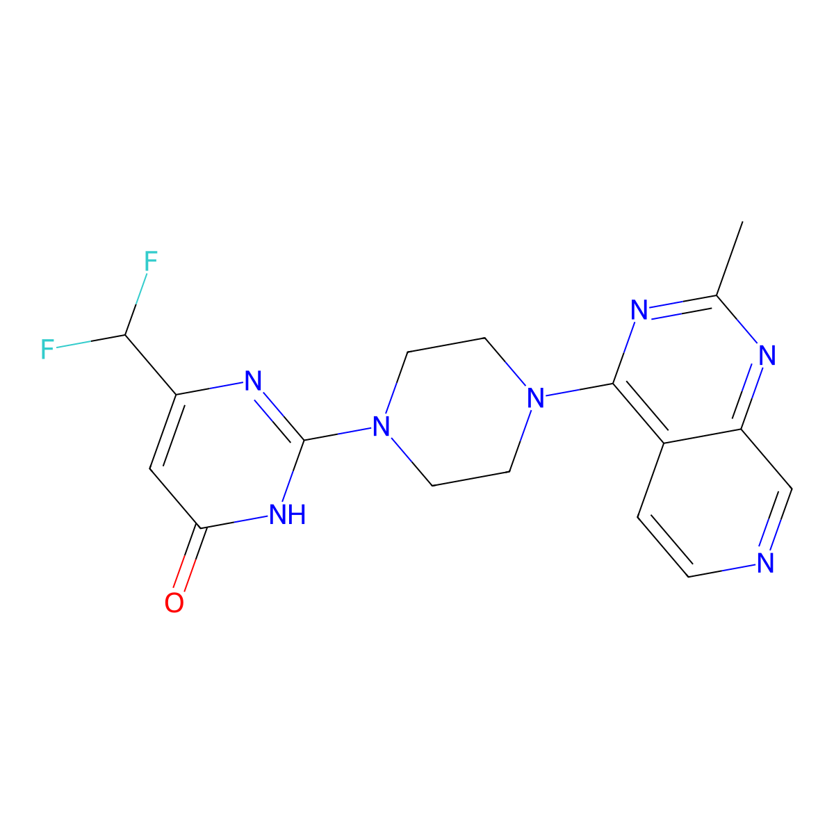 6-(Difluoromethyl)-2-(4-{2-methylpyrido[3,4-d]pyrimidin-4-yl}piperazin-1-yl)-3,4-dihydropyrimidin-4-one molecular structure, CAS 2640896-75-7