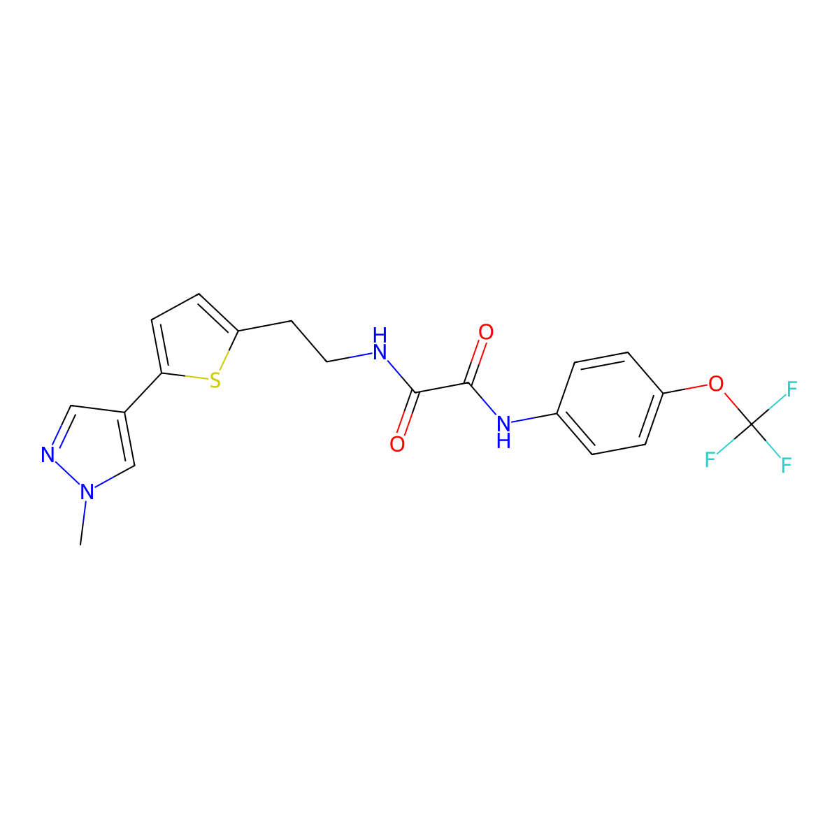 N-{2-[5-(1-methyl-1H-pyrazol-4-yl)thiophen-2-yl]ethyl}-N'-[4-(trifluoromethoxy)phenyl]ethanediamide molecular structure, CAS 2640896-77-9
