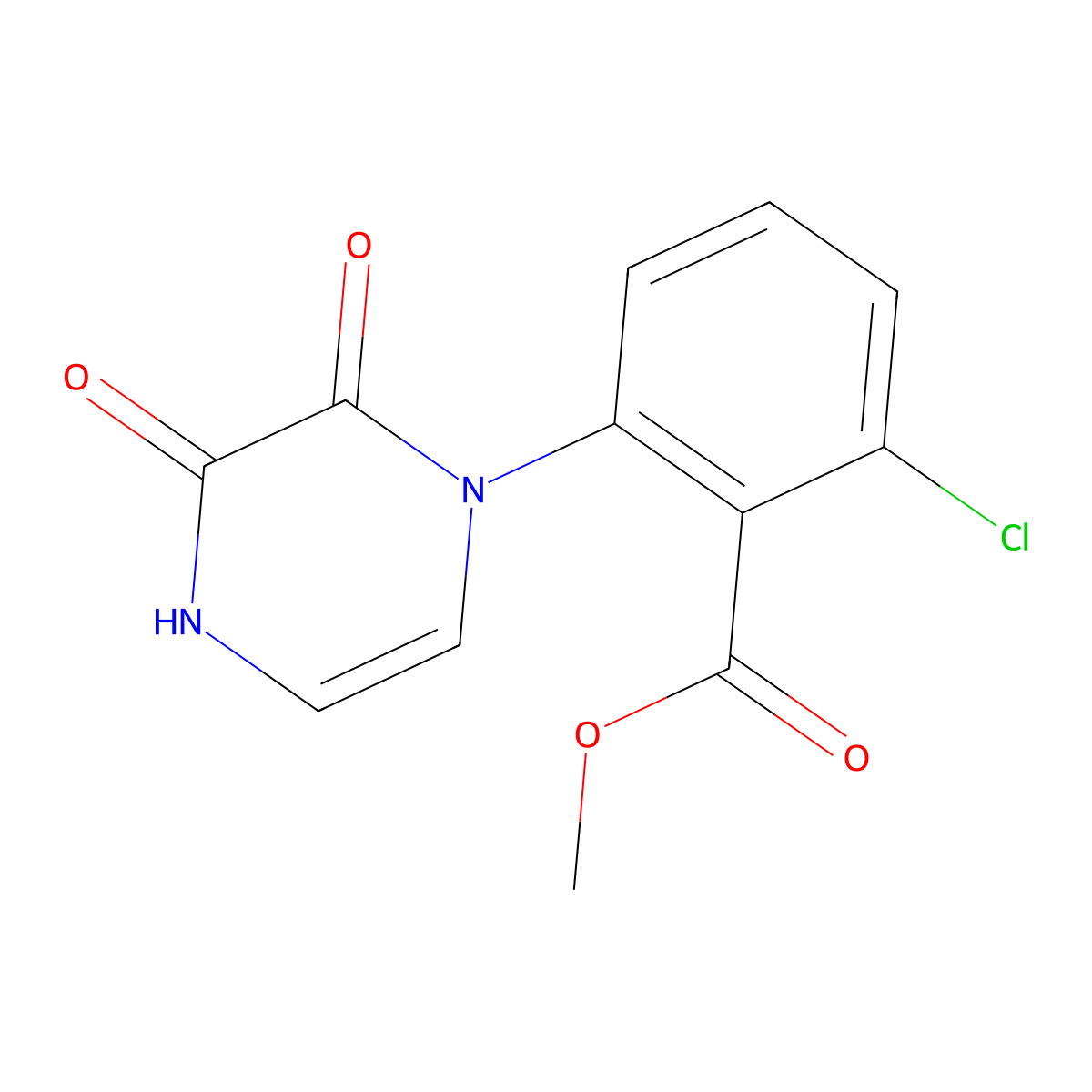 Methyl 2-chloro-6-(2,3-dioxo-1,2,3,4-tetrahydropyrazin-1-yl)benzoate molecular structure, CAS 2640896-93-9